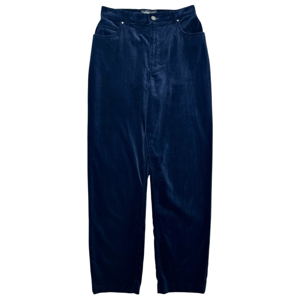 VERSACE JEANS Vintage Dark Blue High Waisted Velvet Velour Straight Leg Pants